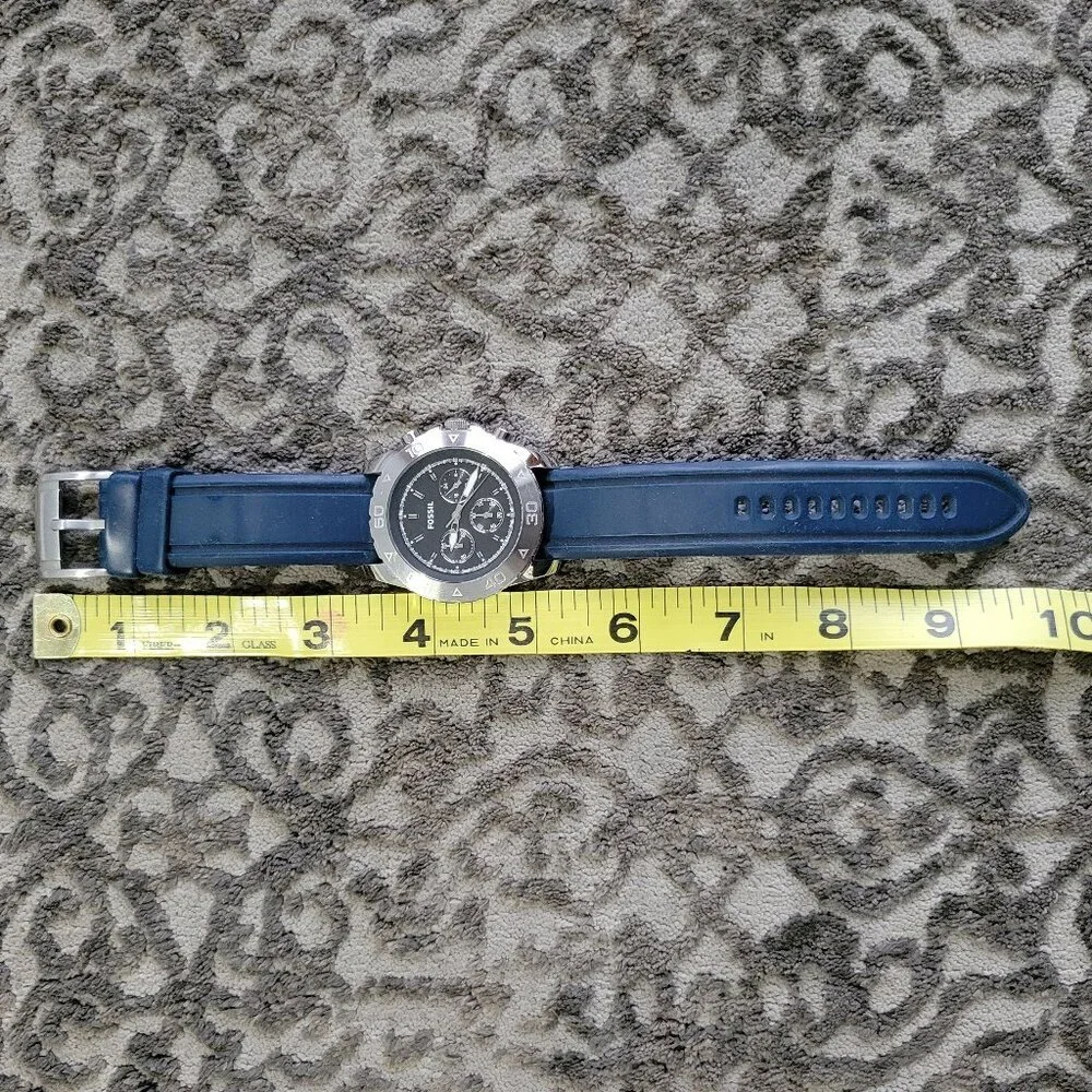 Fossil BQ1180 Men’s Blue Silicone Chronograph Watch Stainless Case